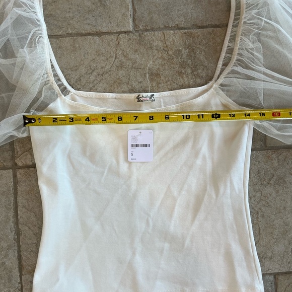 NWT Free People Puff Sleeve Ivory Top Intimately S Romantic Balletcore - Picture 11 of 12